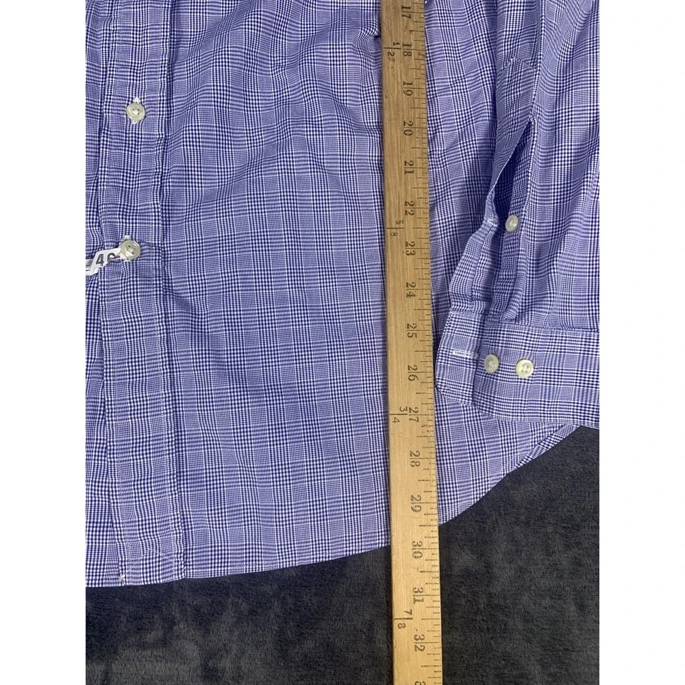 Vtg Polo Ralph Lauren Shirt Mens 17 XL Button Down Plaid Cotton Blue Pony Office